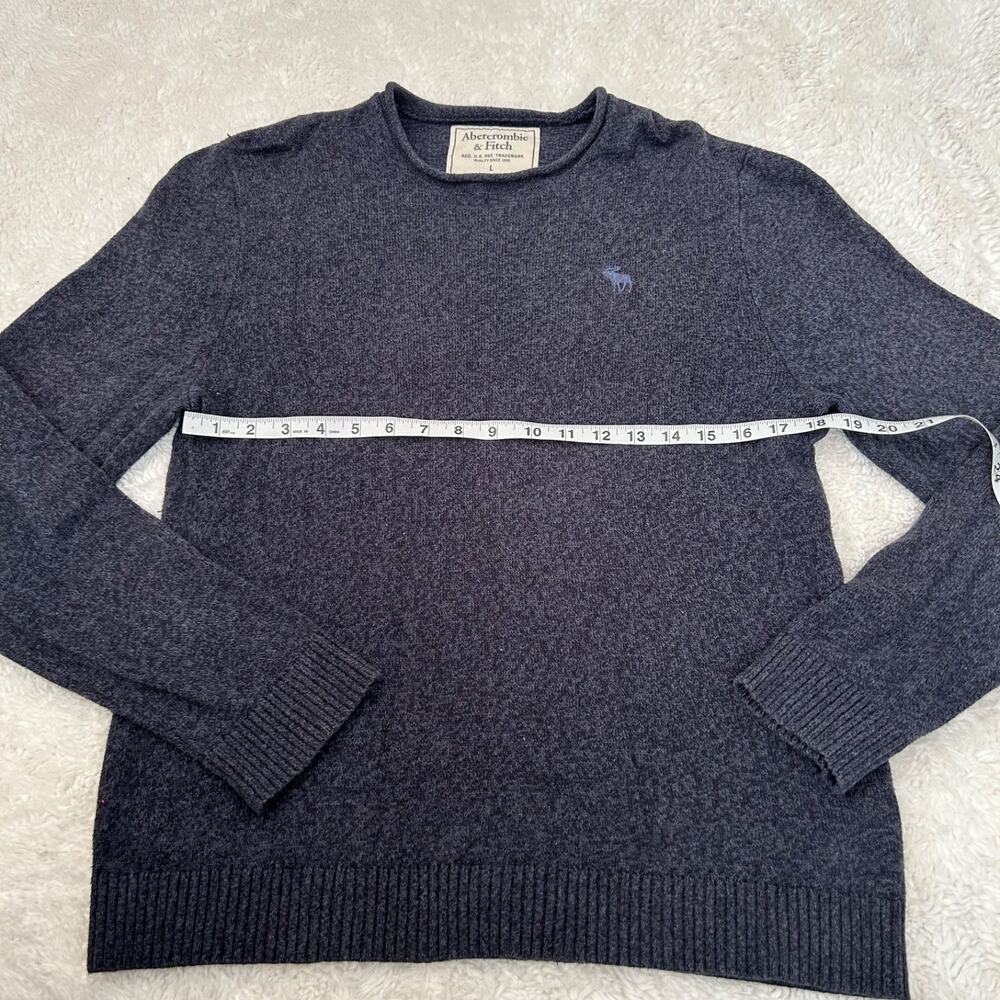 Abercrombie & Fitch Vintage Y2K Mens Blue Knit Crewneck Sweater Muscle Fit Large - Picture 5 of 7